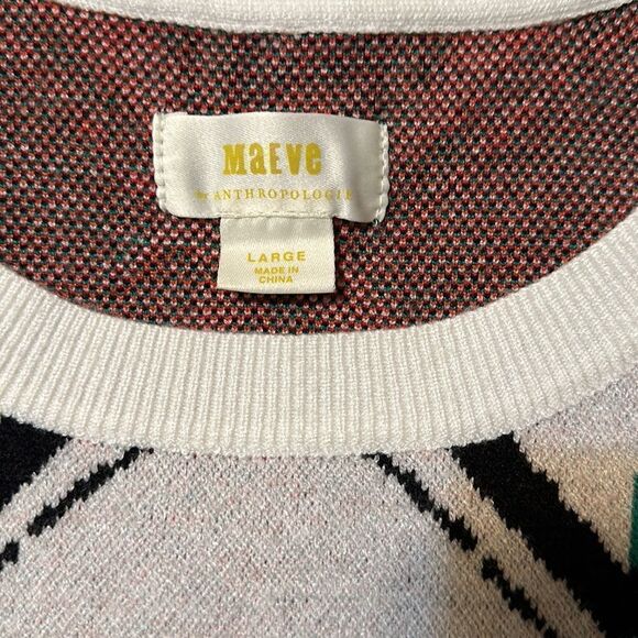 Anthropologie L Maeve Oversized Crop Crewneck Trellis Floral Pullover Sweater - Picture 13 of 16